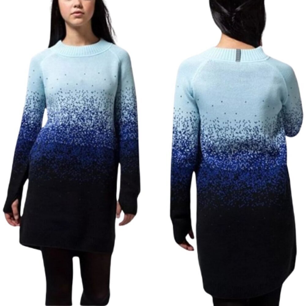 Lululemon Ivivva Girls 8 Caspian Blue Ombre Knitted Sweater Dress